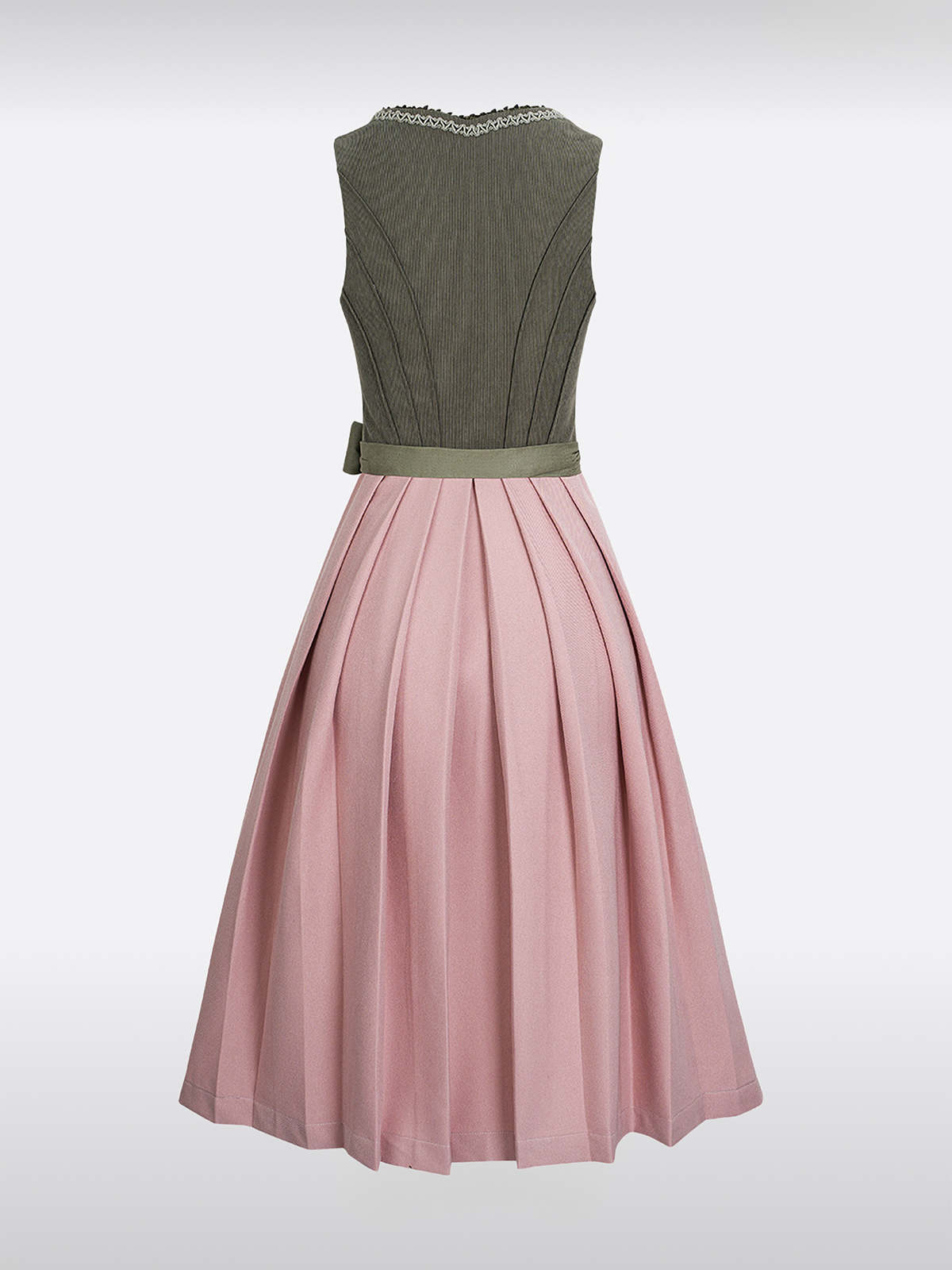 Grün Herz-Ausschnitt Reißverschluss Vorne Dirndl