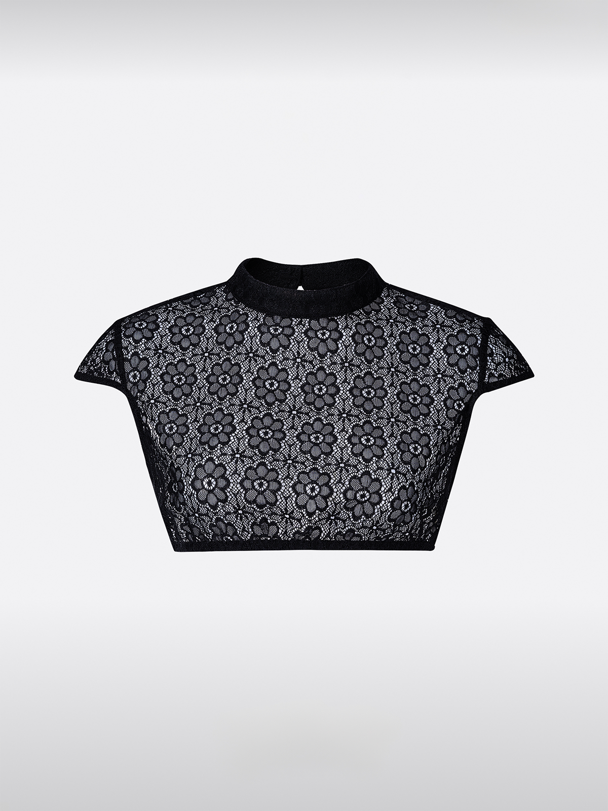 Schwarze Damen Dirndlbluse Hochgeschlossen