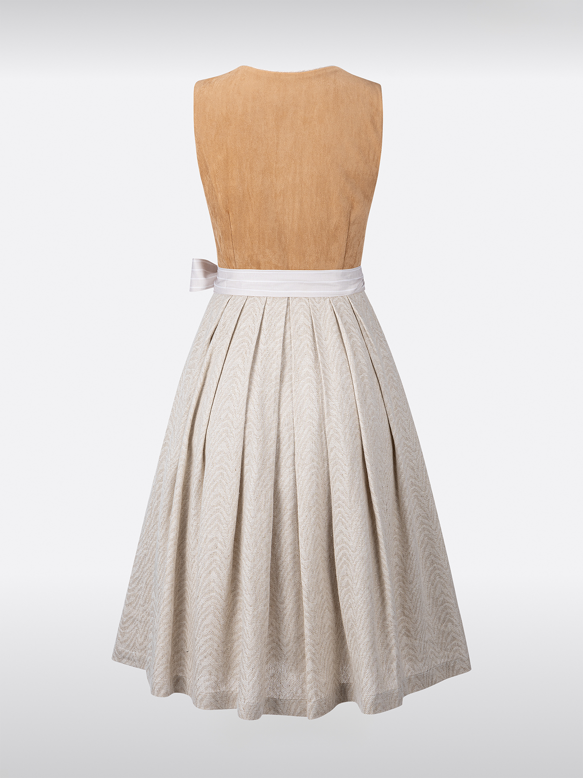 Dirndl in Braun mit Gemustertes und Gerader Ausschnitt