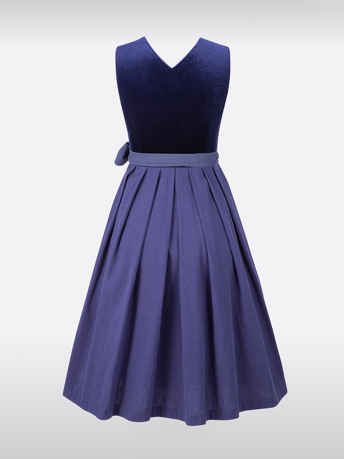 Blau Samt Dirndl mit Gerader Ausschnitt