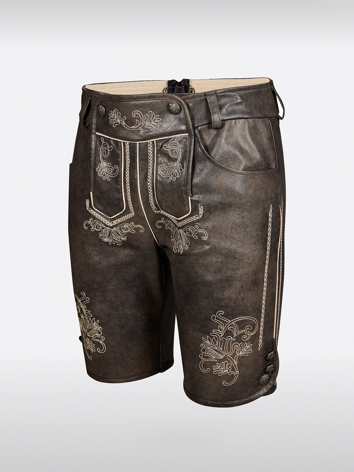 Grau Knöpfen Lederhosen