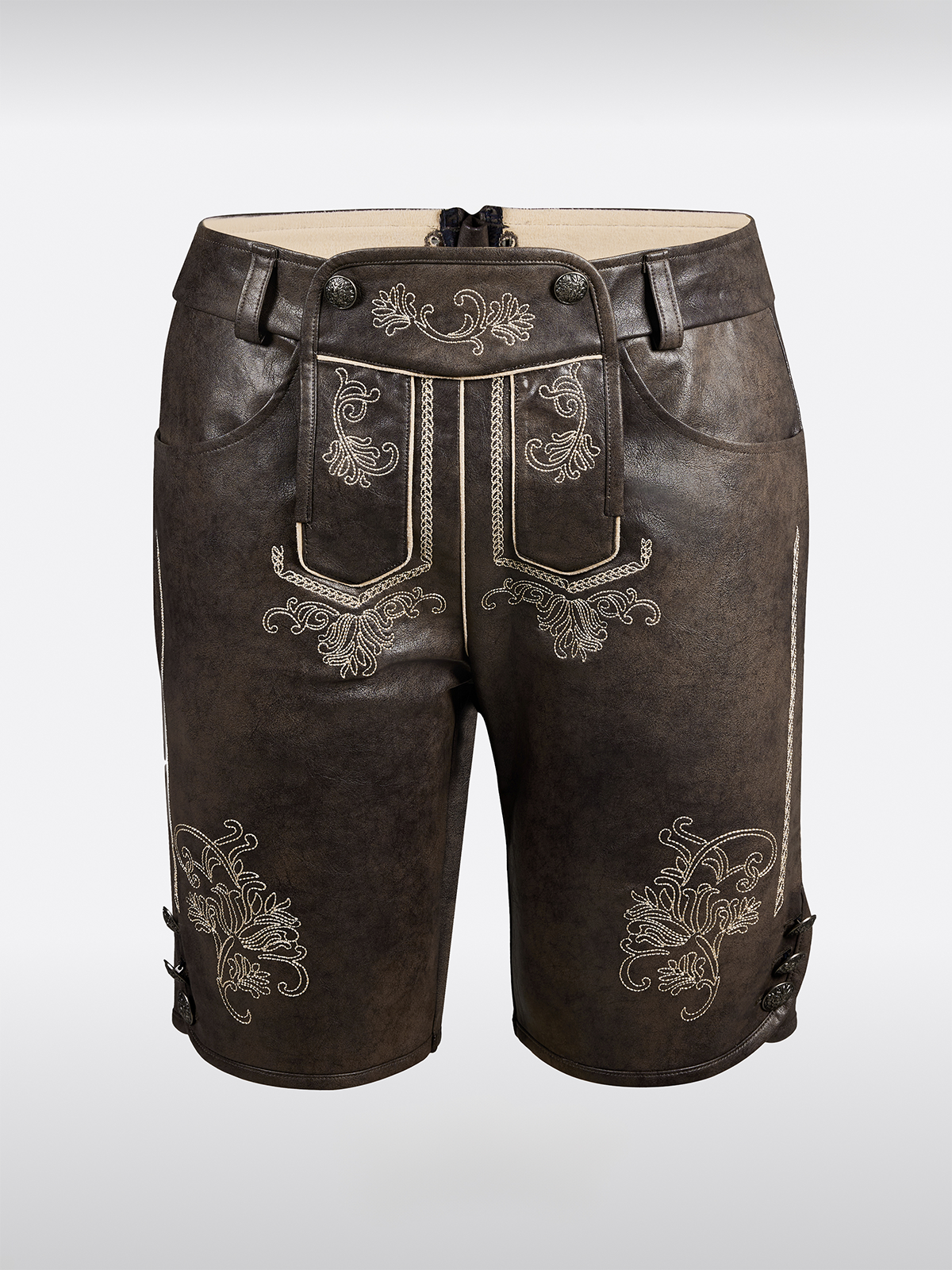 Grau Knöpfen Lederhosen