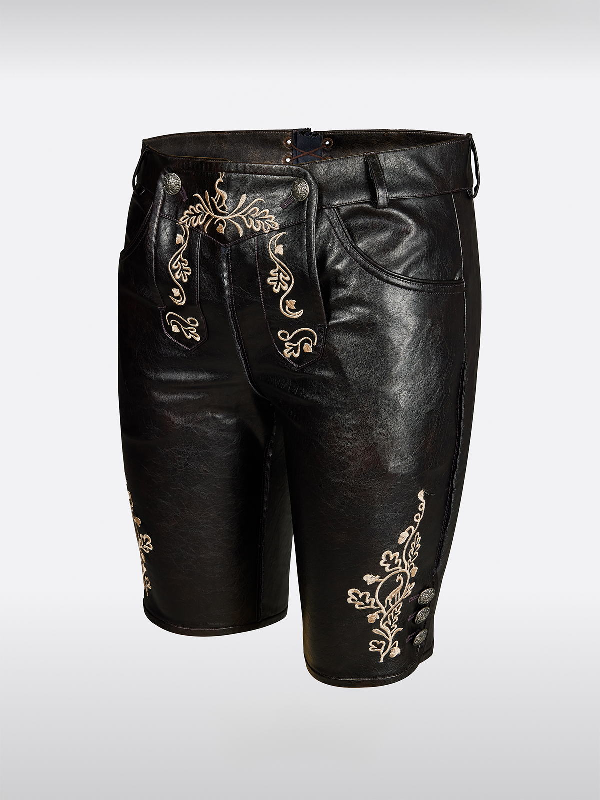 Schwarz Knöpfen Lederhosen