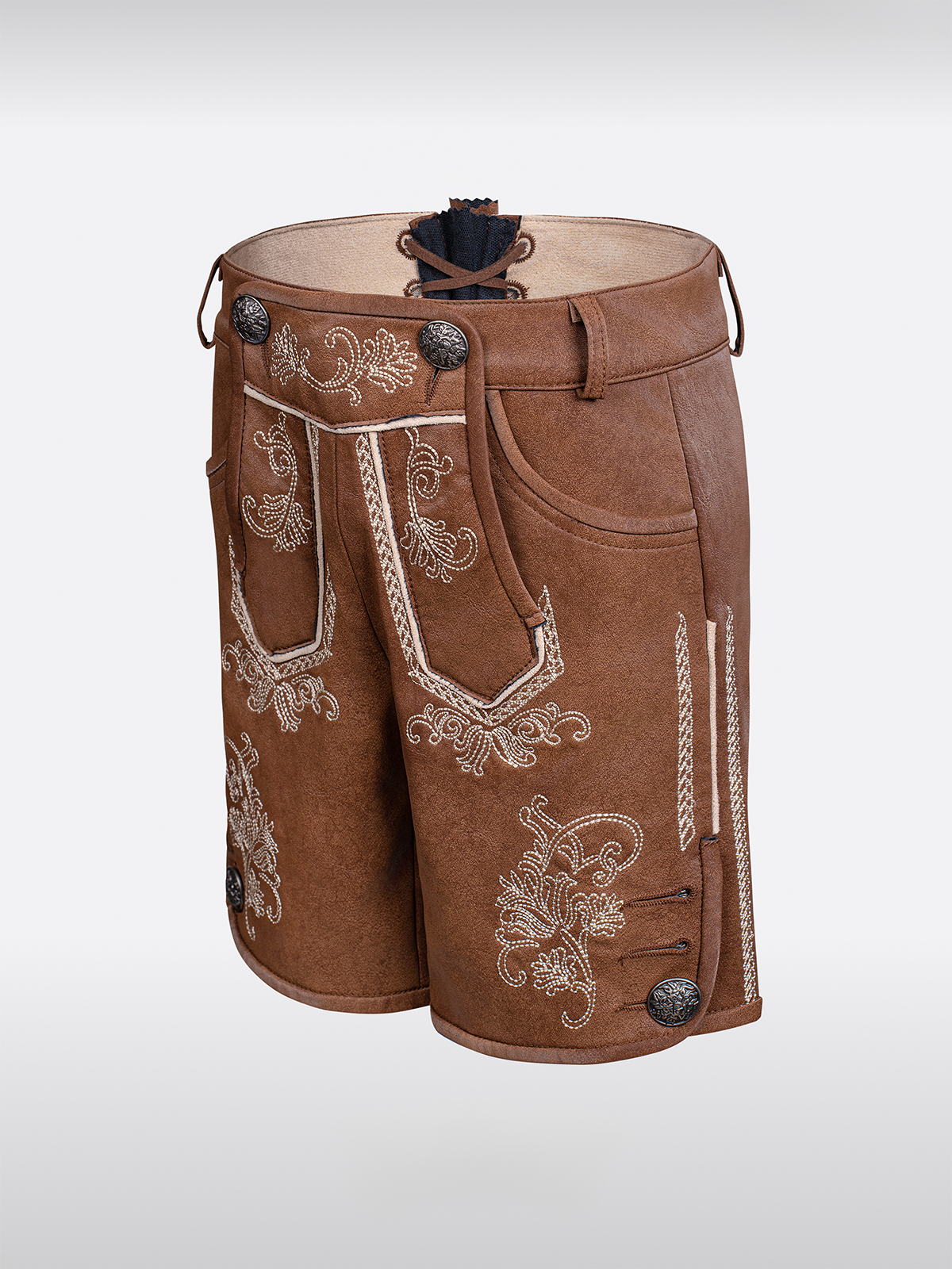 Kinder Braun KurzeHose Stickereien Lederhosen