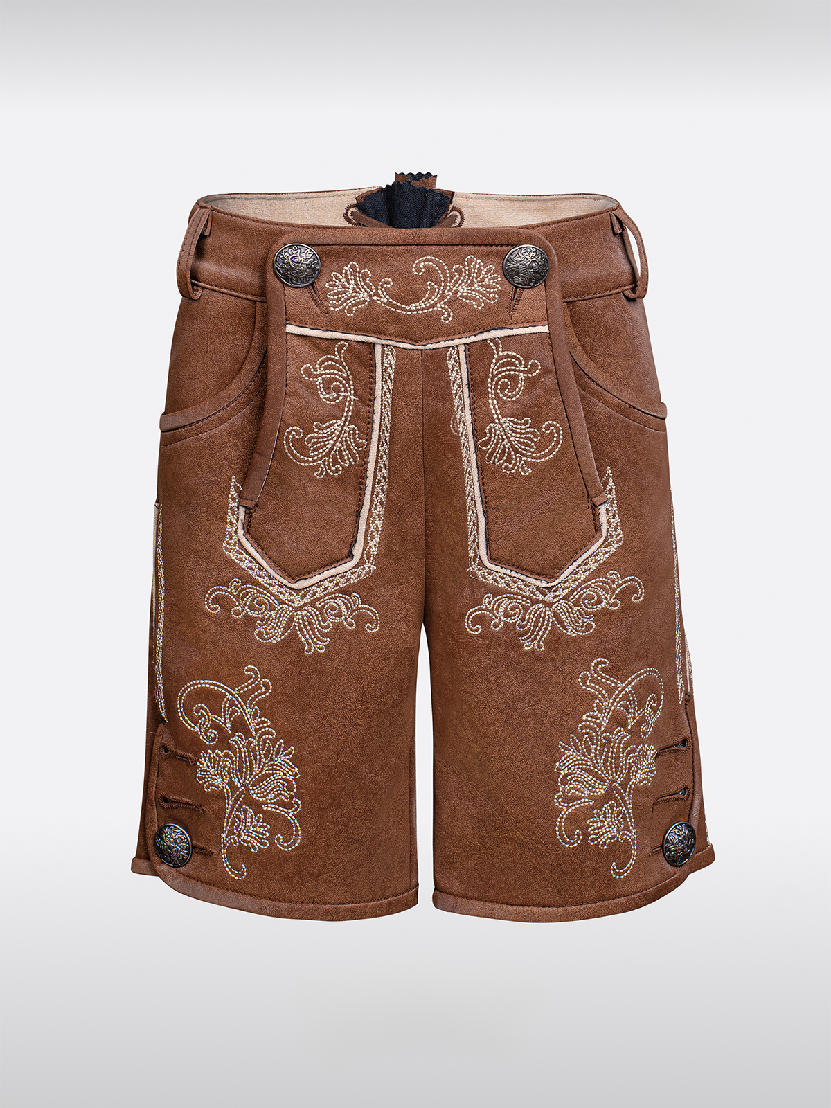 Kinder Braun KurzeHose Stickereien Lederhosen