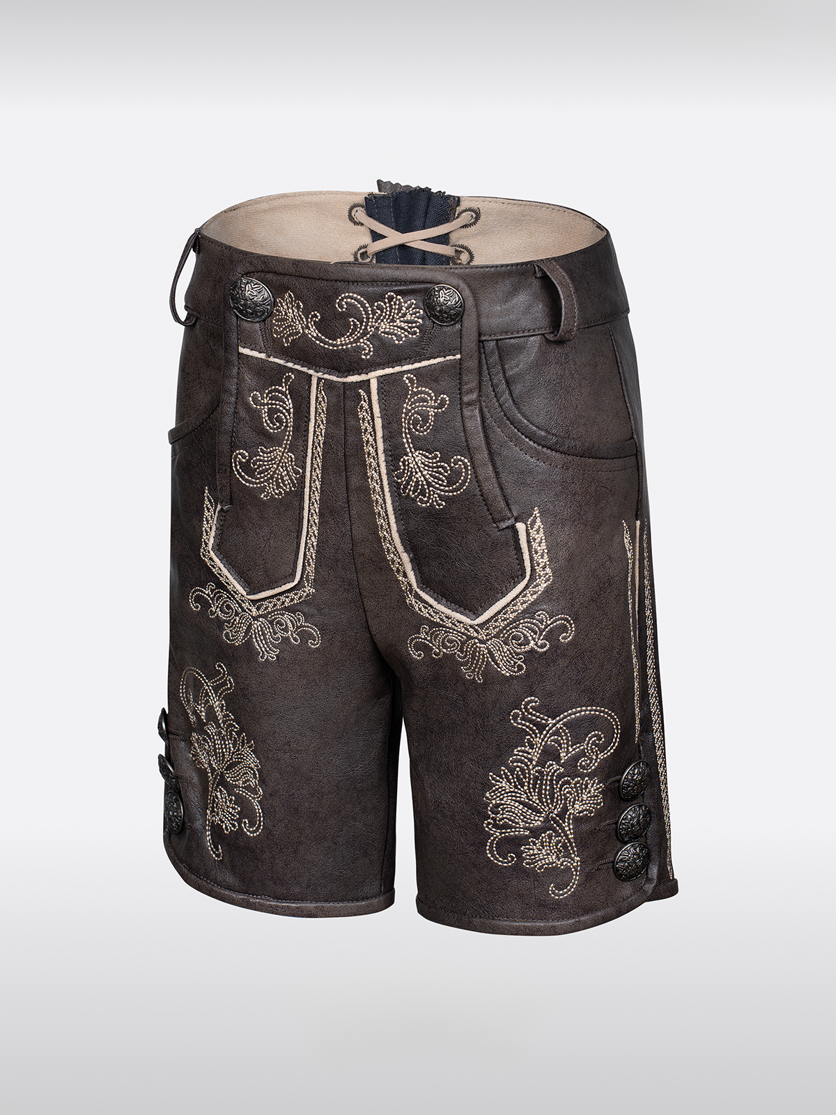 Kinder Grau KurzeHose Stickereien Lederhosen