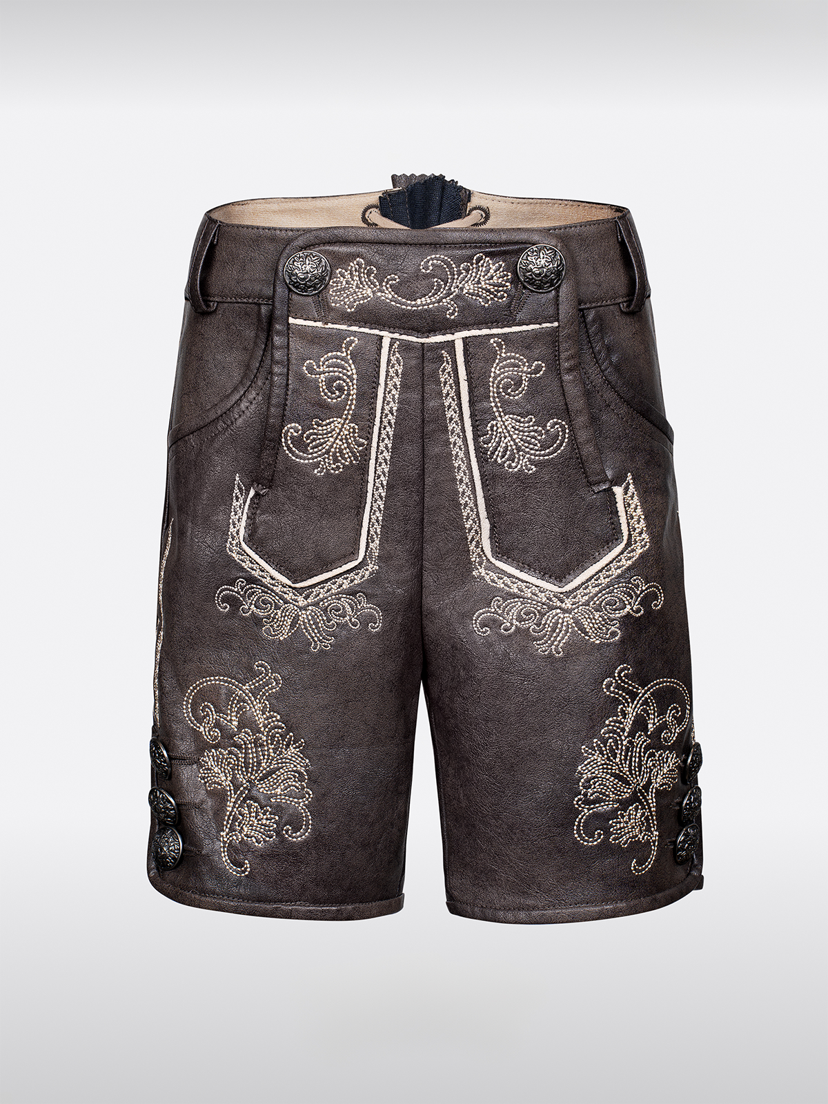 Kinder Grau KurzeHose Stickereien Lederhosen