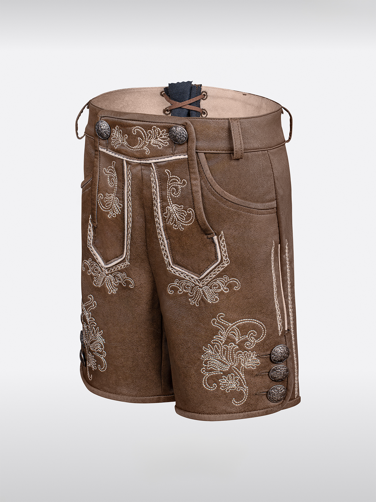 Kinder Braun KurzeHose Stickereien Lederhosen
