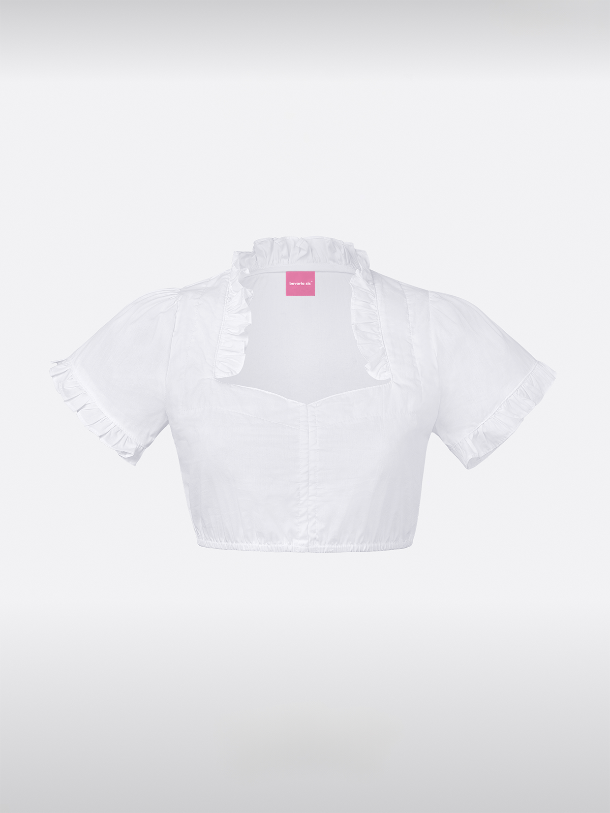 Weiß Schößchen Herz-Ausschnitt kurzarm Dirndlbluse