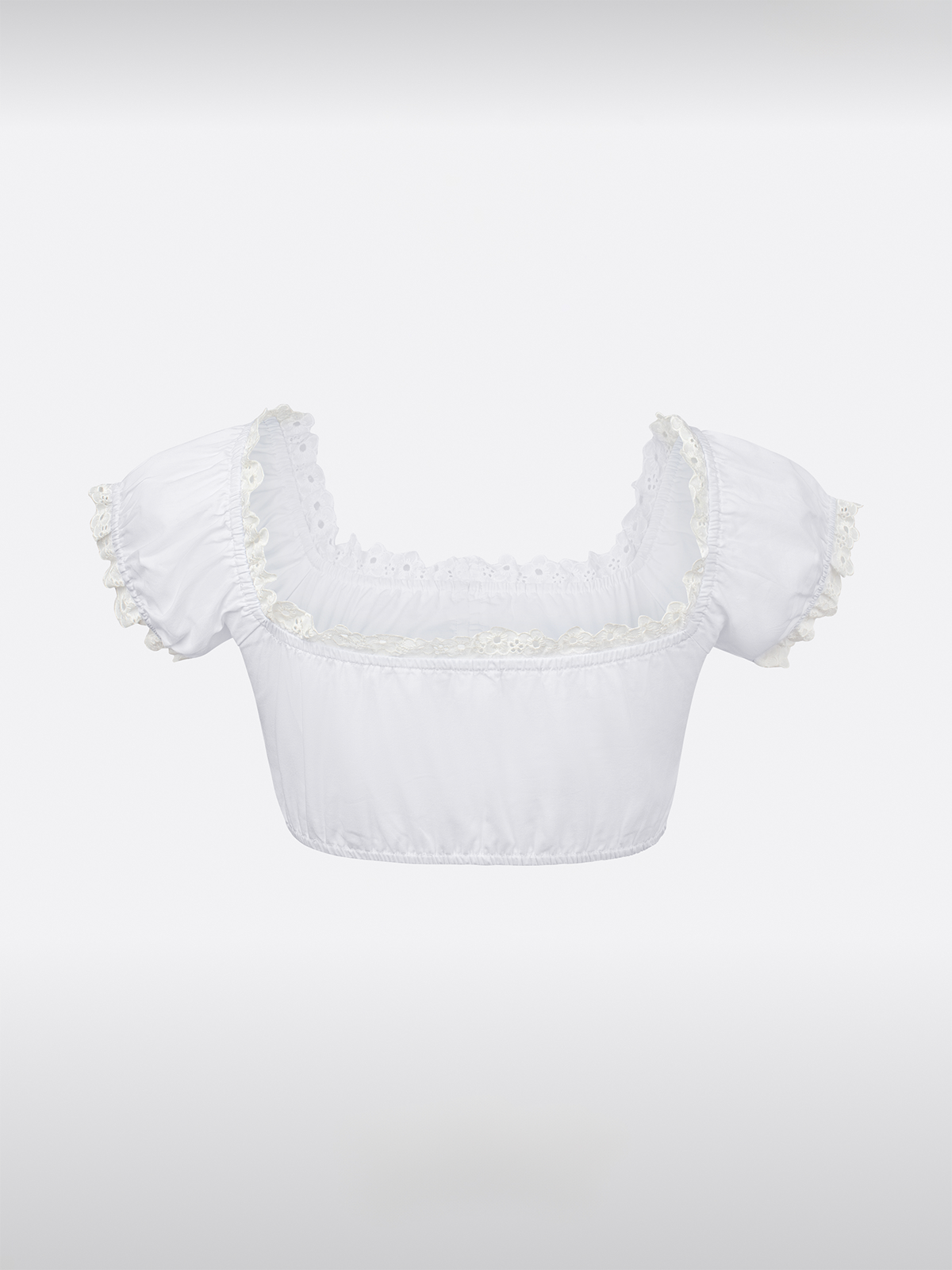 Weiß kurzarm Schulterfreier Ausschnitt Dirndlbluse