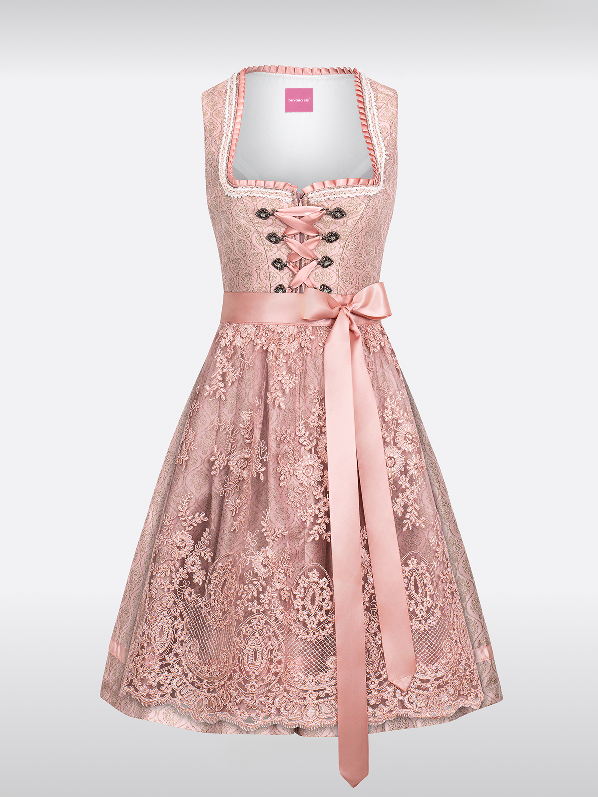 Rosa Herz-Ausschnitt traditionell Dirndl