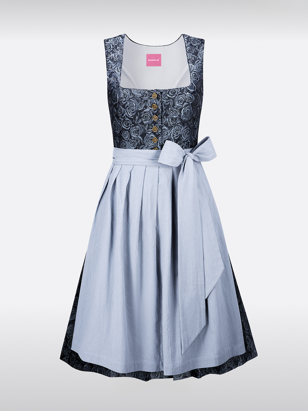 Blau Gerader Ausschnitt Floralem Muster Dirndl