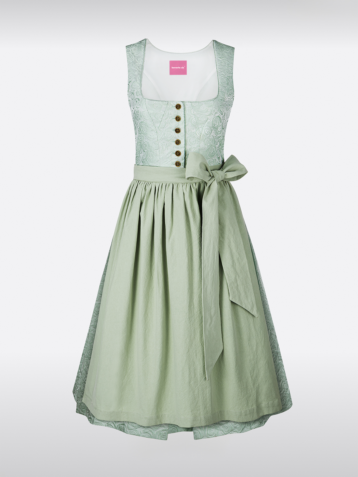 Grün Gerader Ausschnitt Knöpfen mit Floralem Muster Dirndl