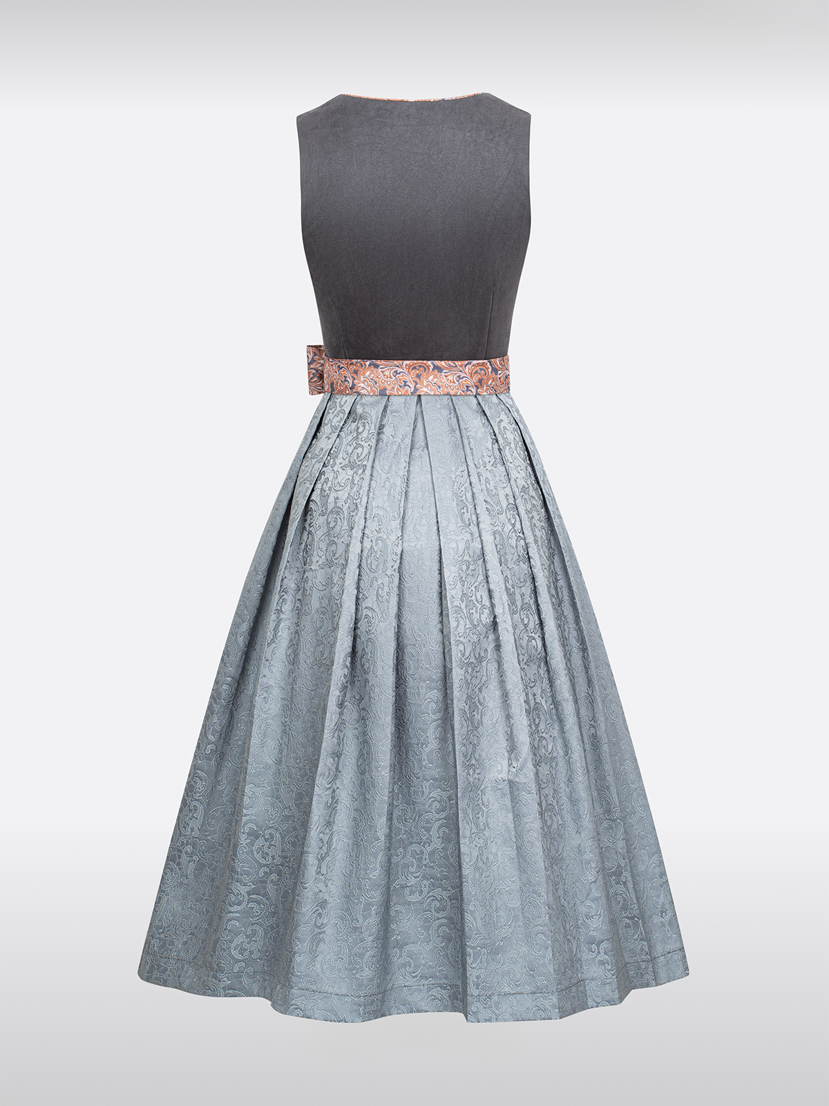 Grau Gerader Ausschnitt traditionell Dirndl mit Wildleder-Mieder