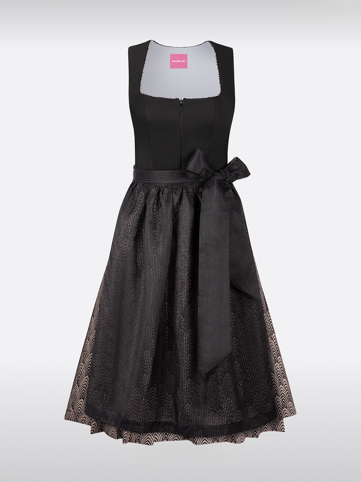 Dirndl in Schwarze mit Gerader Ausschnitt Geometrische Muster