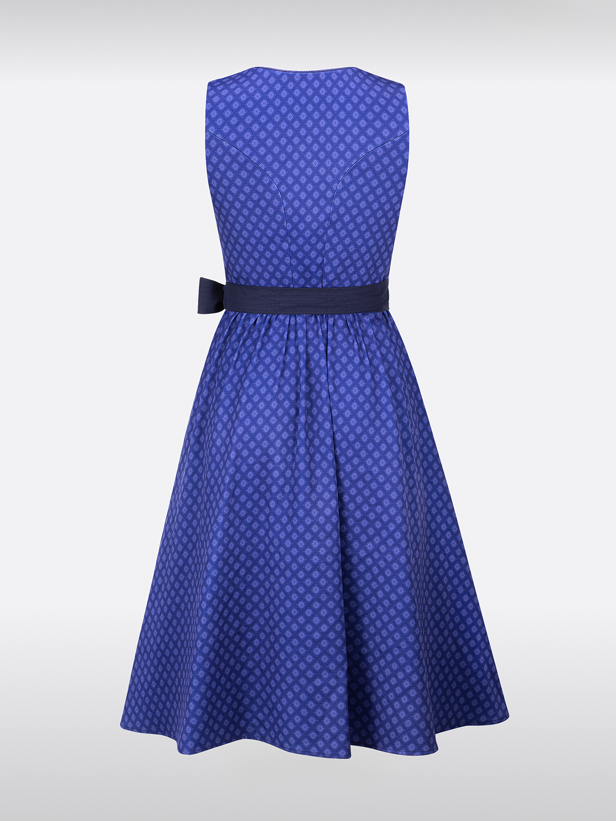 Blau Herz-Ausschnitt Knöpfen Strukturiertes Muster Dirndl