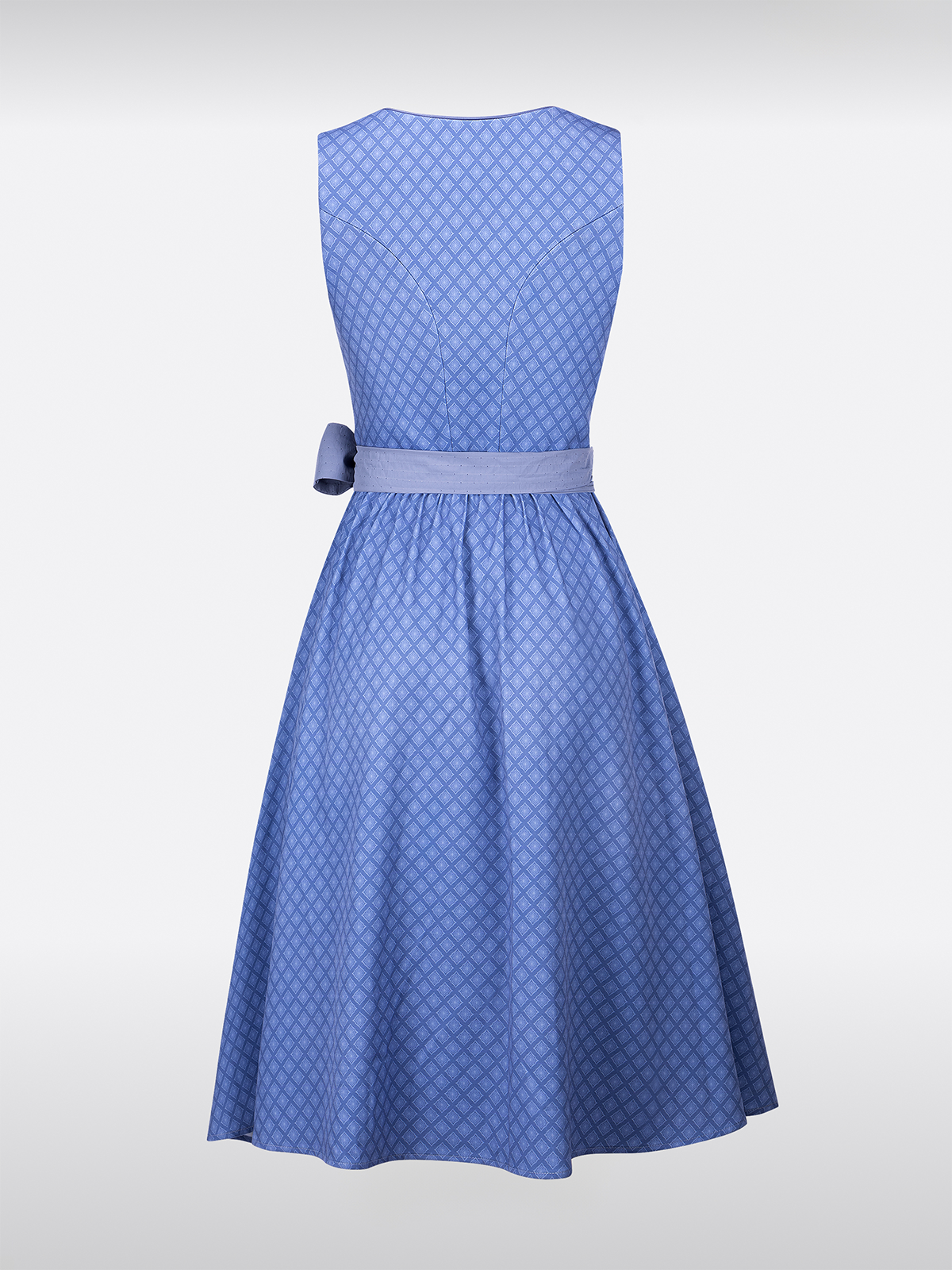 Blau Herz-Ausschnitt Knöpfen Strukturiertes Muster Dirndl