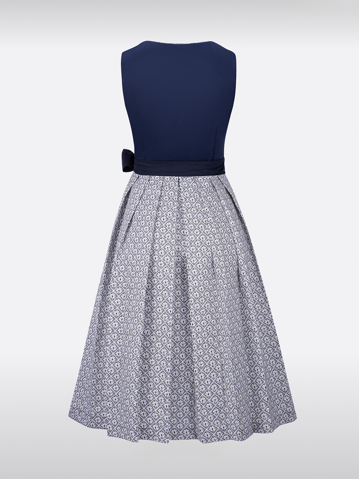 Blau Dirndl mit Gerader Ausschnitt und Strukturiertes Muster