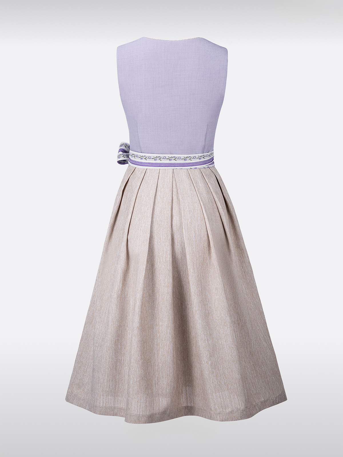 Lila Gerader Ausschnitt Floralem Muster Dirndl