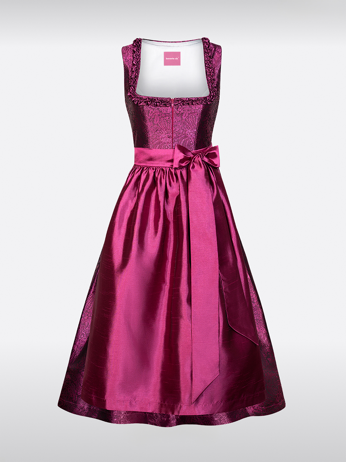 Pink Gerader Ausschnitt Reißverschluss Vorne Dirndl