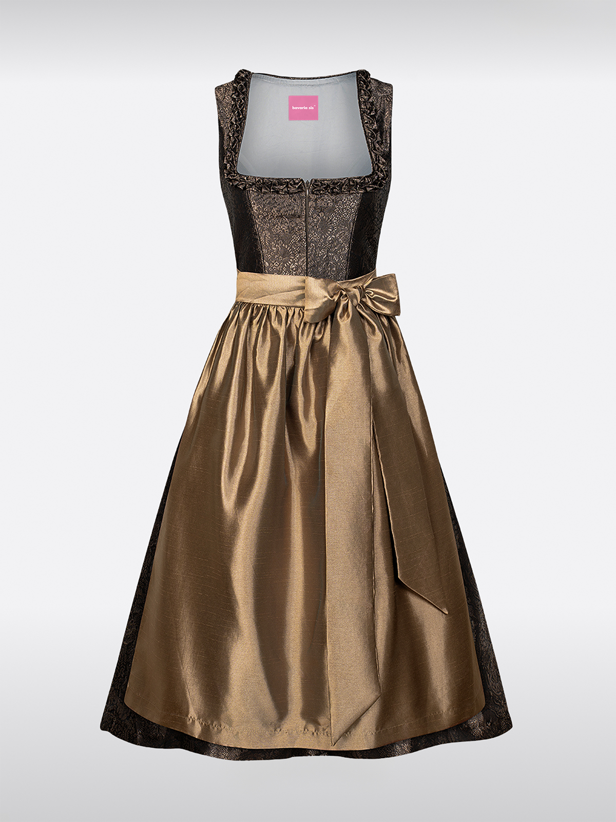 Braun Gerader Ausschnitt Reißverschluss Vorne Dirndl