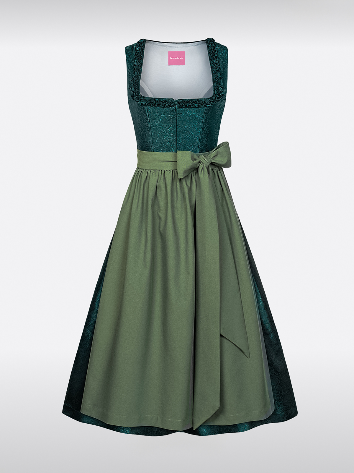 Grün Gerader Ausschnitt Reißverschluss Vorne Dirndl