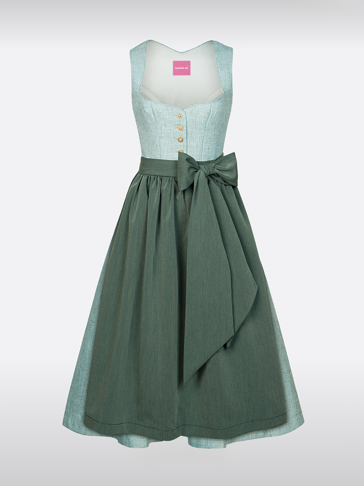 Grün Herz-Ausschnitt Knöpfen Dirndl