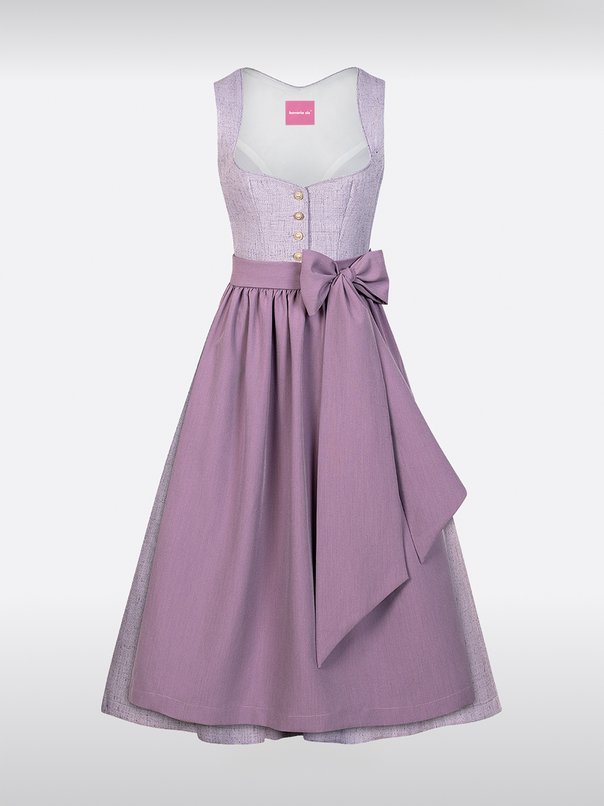 Lila Herz-Ausschnitt Knöpfen Dirndl