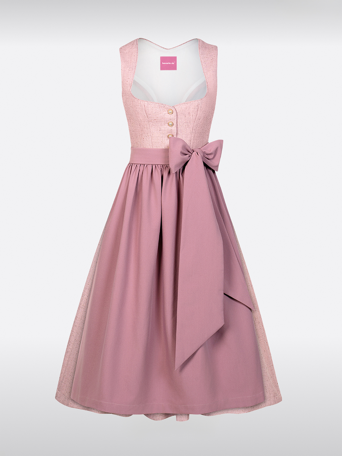 Rosa Herz-Ausschnitt Knöpfen Dirndl