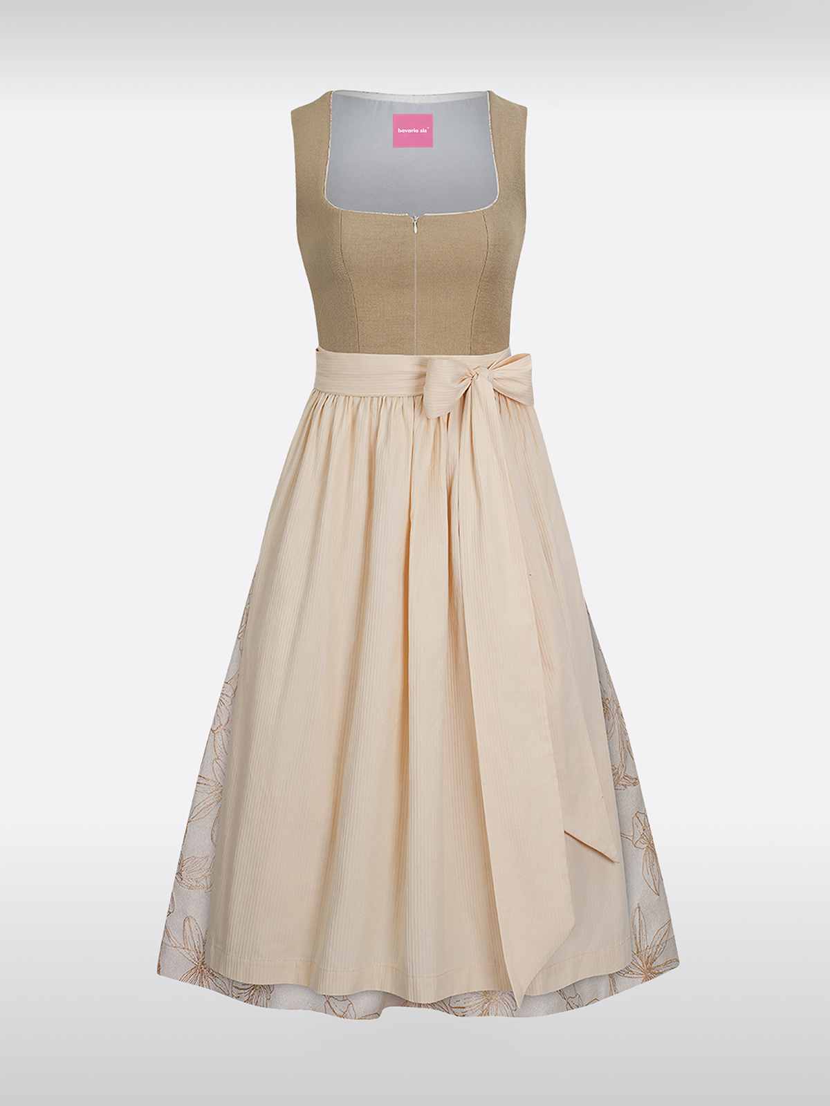 Braun Gerader Ausschnitt Reißverschluss Vorne Dirndl