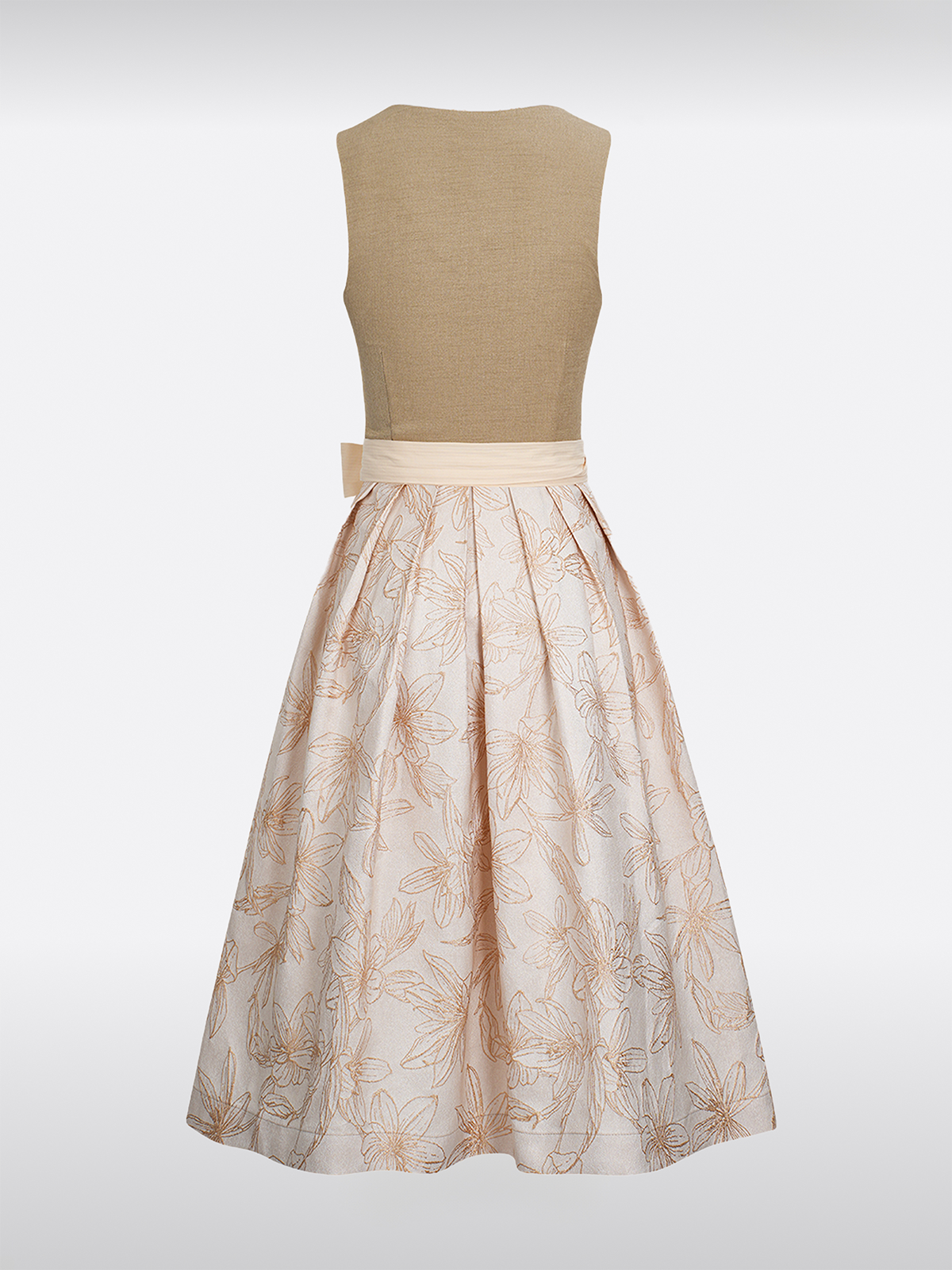 Braun Gerader Ausschnitt Reißverschluss Vorne Dirndl