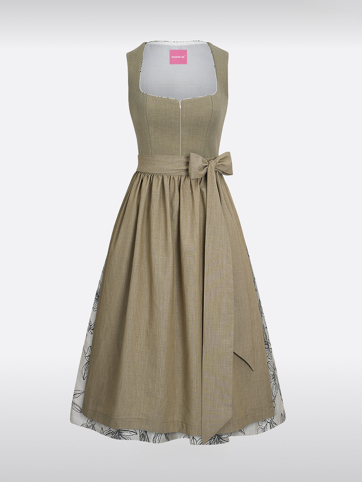 Grün Gerader Ausschnitt Reißverschluss Vorne Dirndl