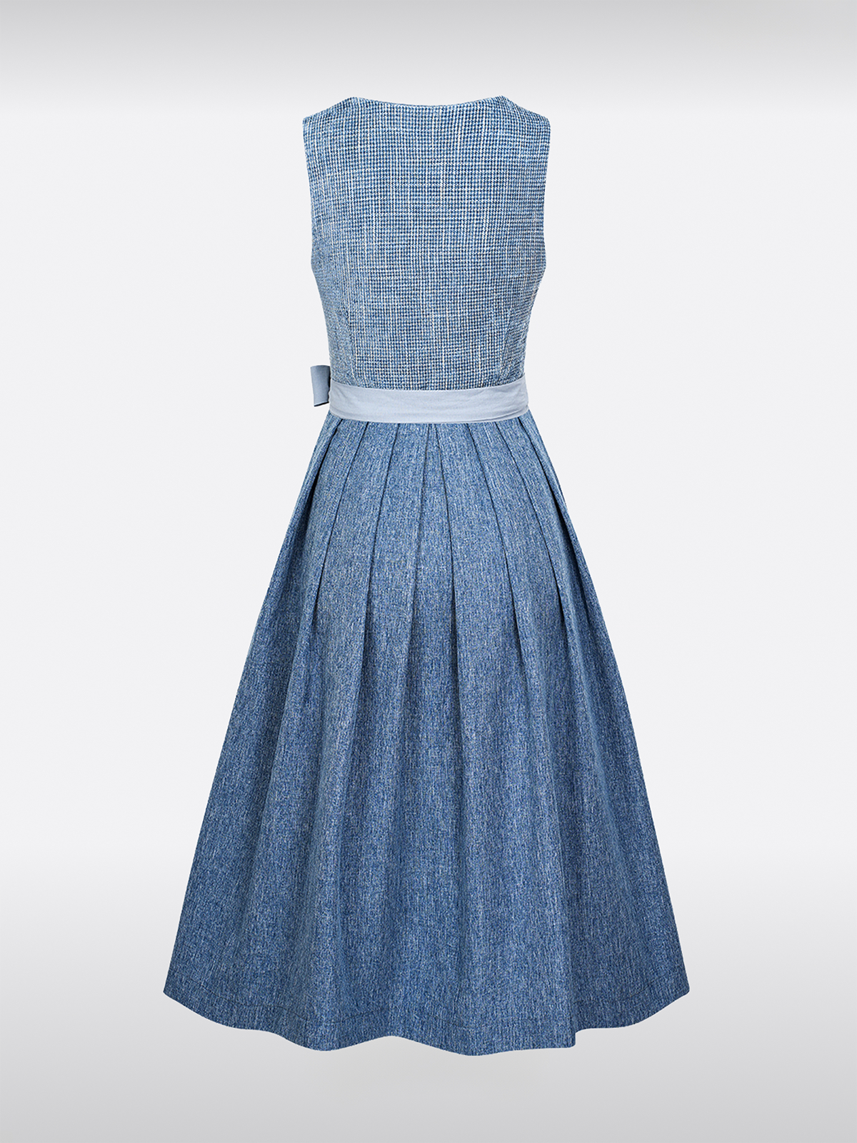 Blau Gerader Ausschnitt Reißverschluss Vorne Dirndl