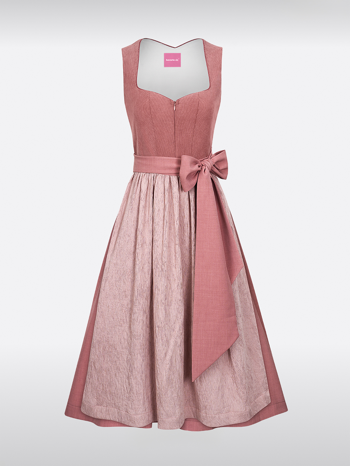 Rosa Herz-Ausschnitt Reißverschluss Vorne Dirndl