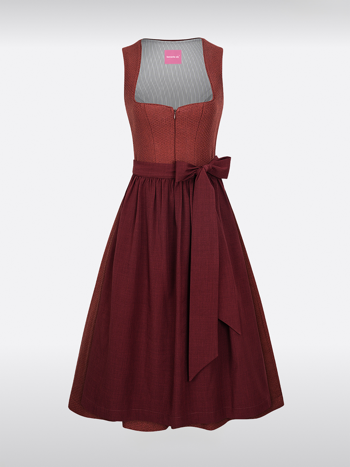 Rot Herz-Ausschnitt Reißverschluss Vorne Dirndl