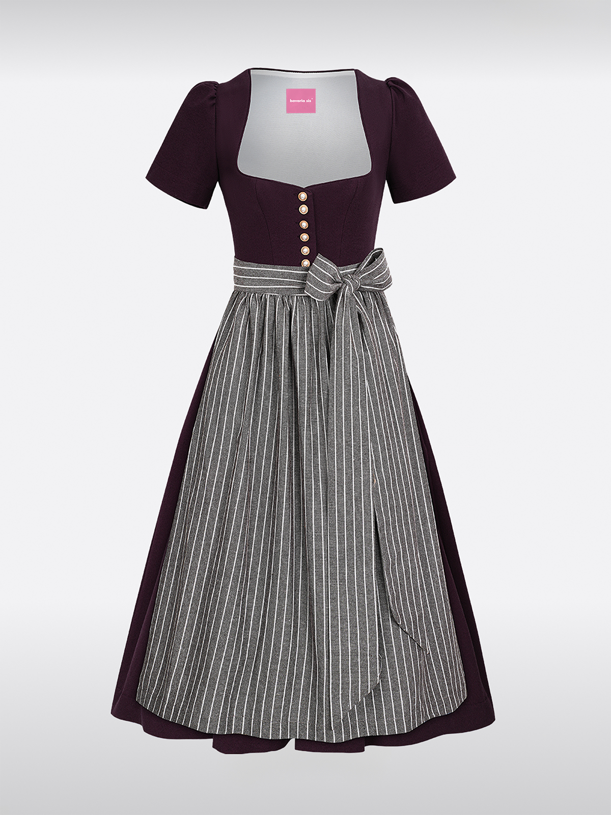 Lila Herz-Ausschnitt Knöpfen Dirndl