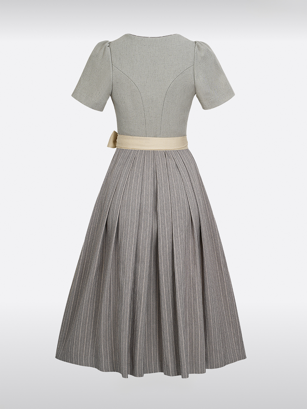 Grau Herz-Ausschnitt Knöpfen Dirndl