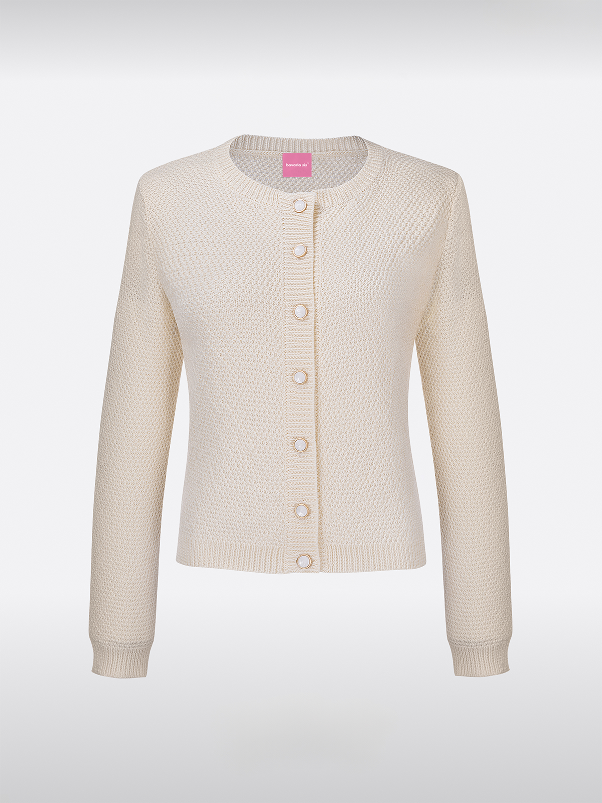 Weiß Rundhals Lockere Knöpfen Strick