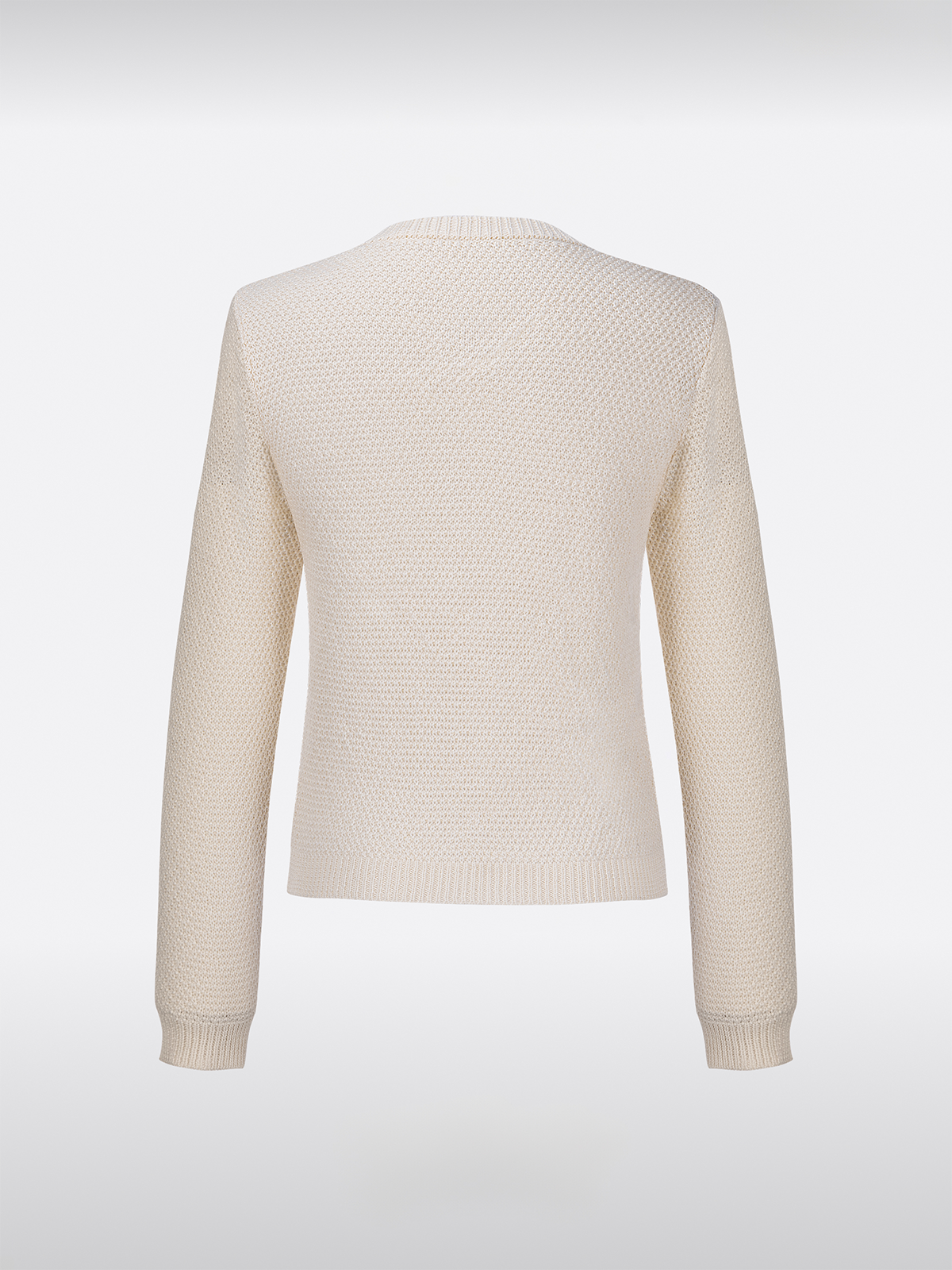 Weiß Rundhals Lockere Knöpfen Strick