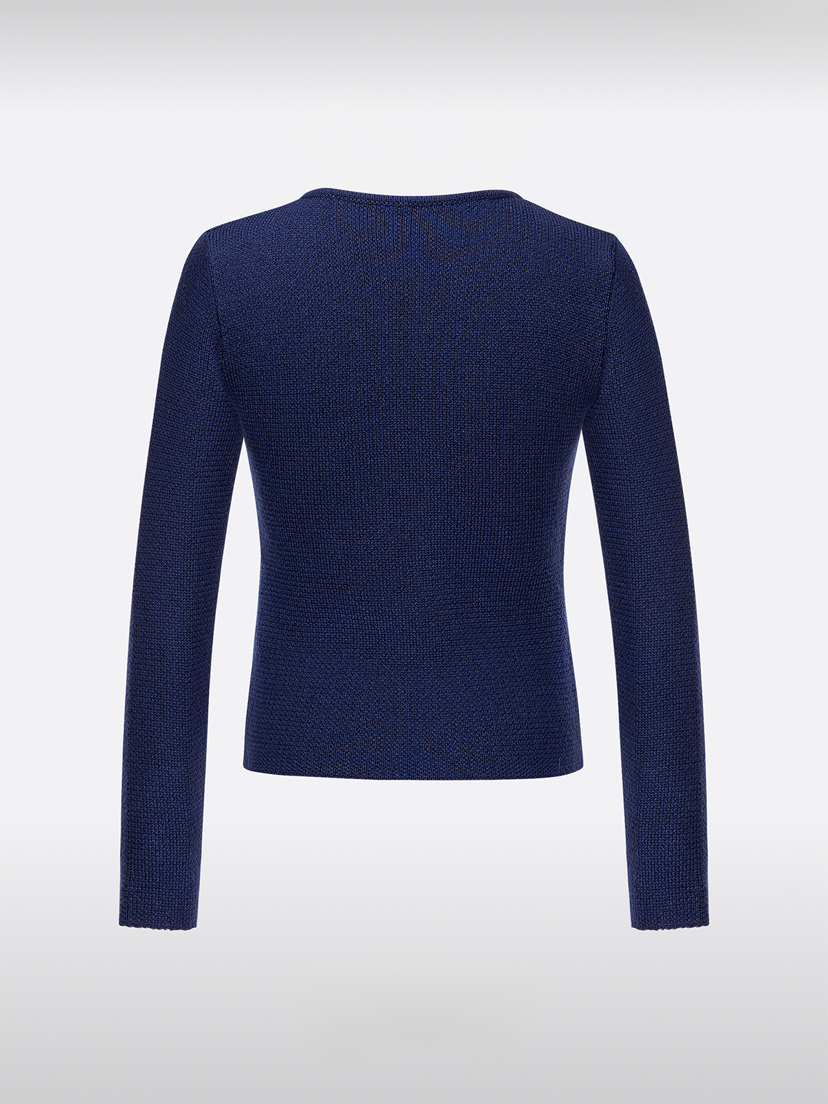 Blau Rundhals Slim-Fit Knöpfen Strick