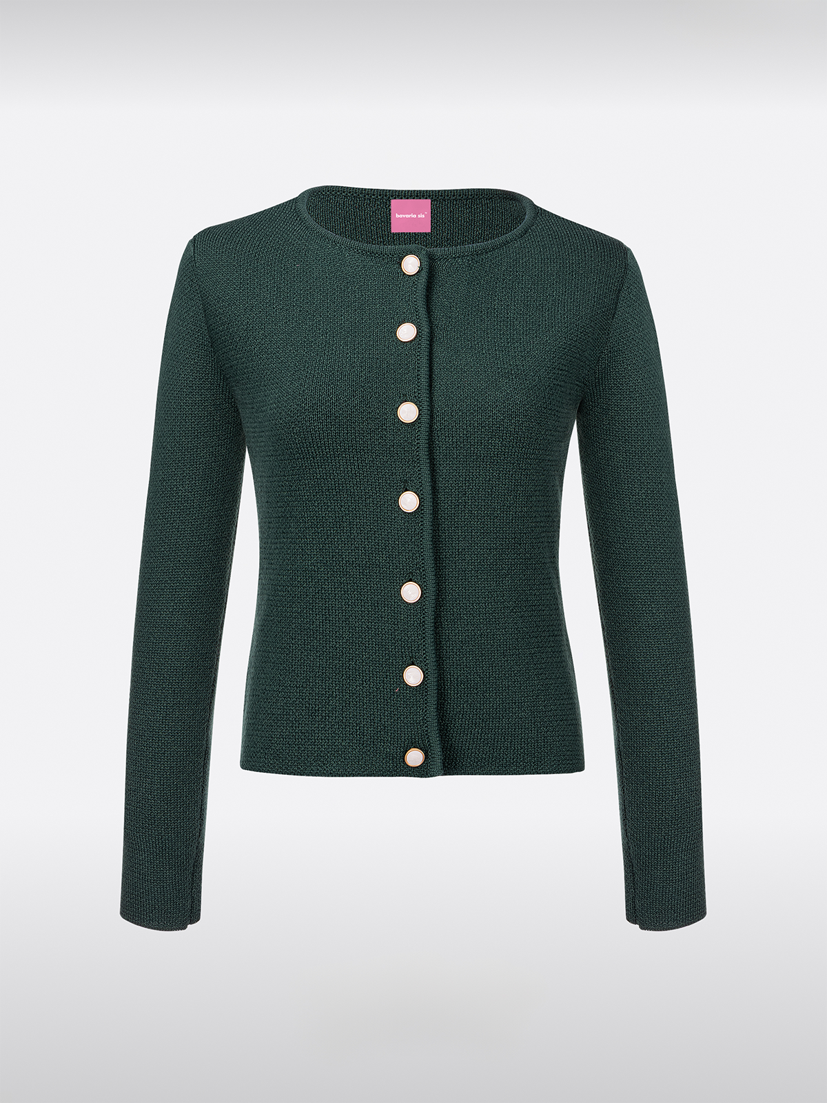 Grün Rundhals Slim-Fit Knöpfen Strick