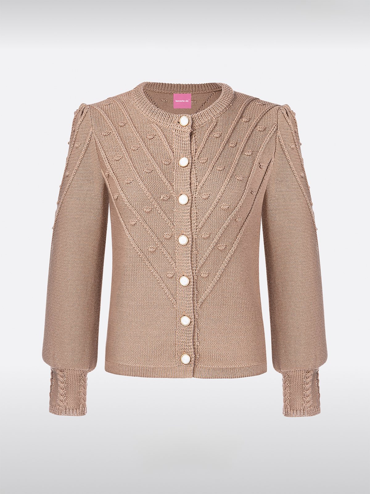 Braun Rundhals Lockere Knöpfen Strick