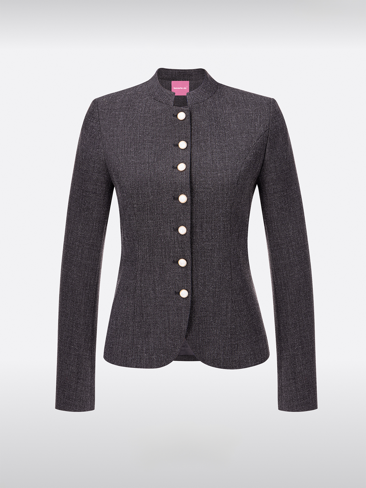 Schwarze Hochgeschlossen Slim-Fit traditionell Jacken