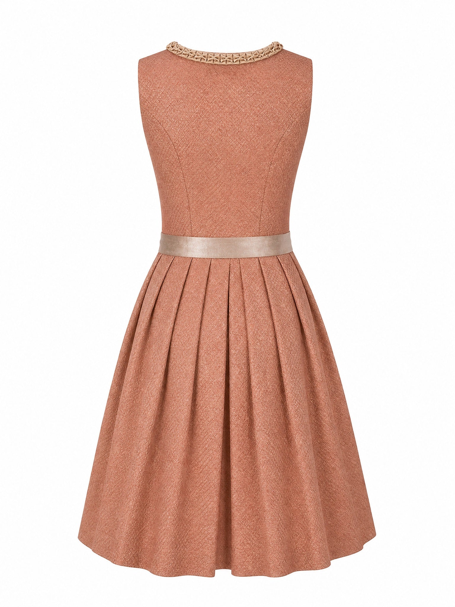 Dirndl Emilia in Terrakotta-Rosé mit Flachs Schürze - Rückansicht