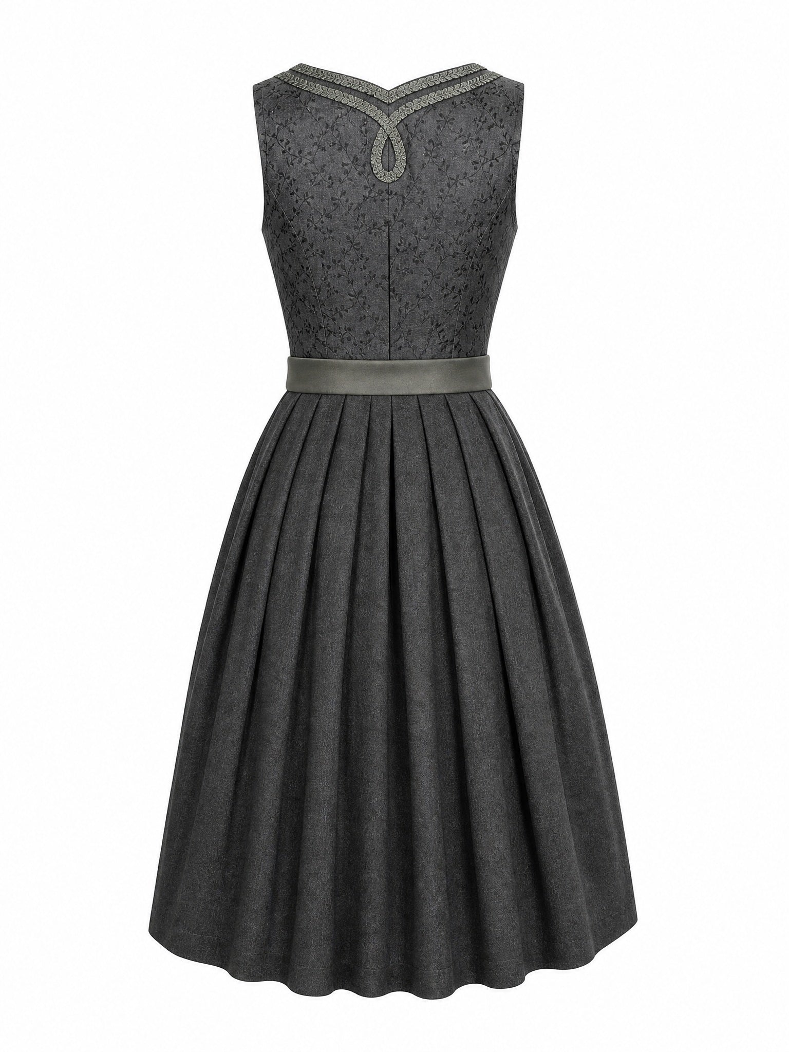 Dirndl Mara in Graphit mit Perlgrau Schürze - Rückansicht