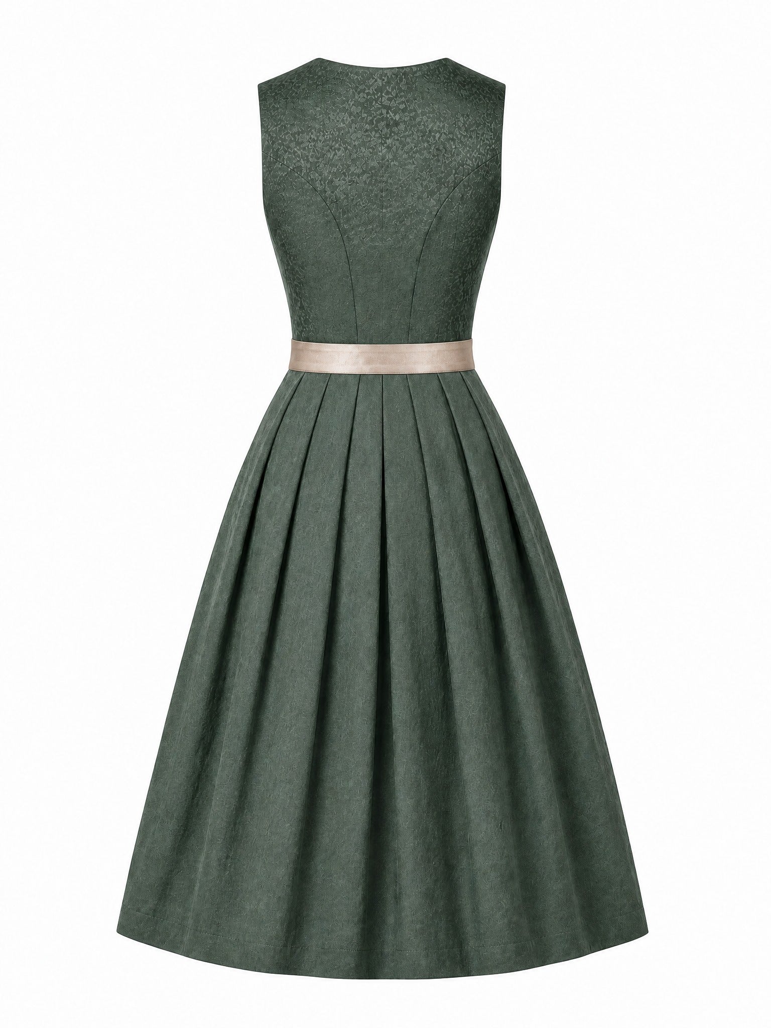 Dirndl Romy in Moosgrün mit Warmer Sand Schürze - Rückansicht