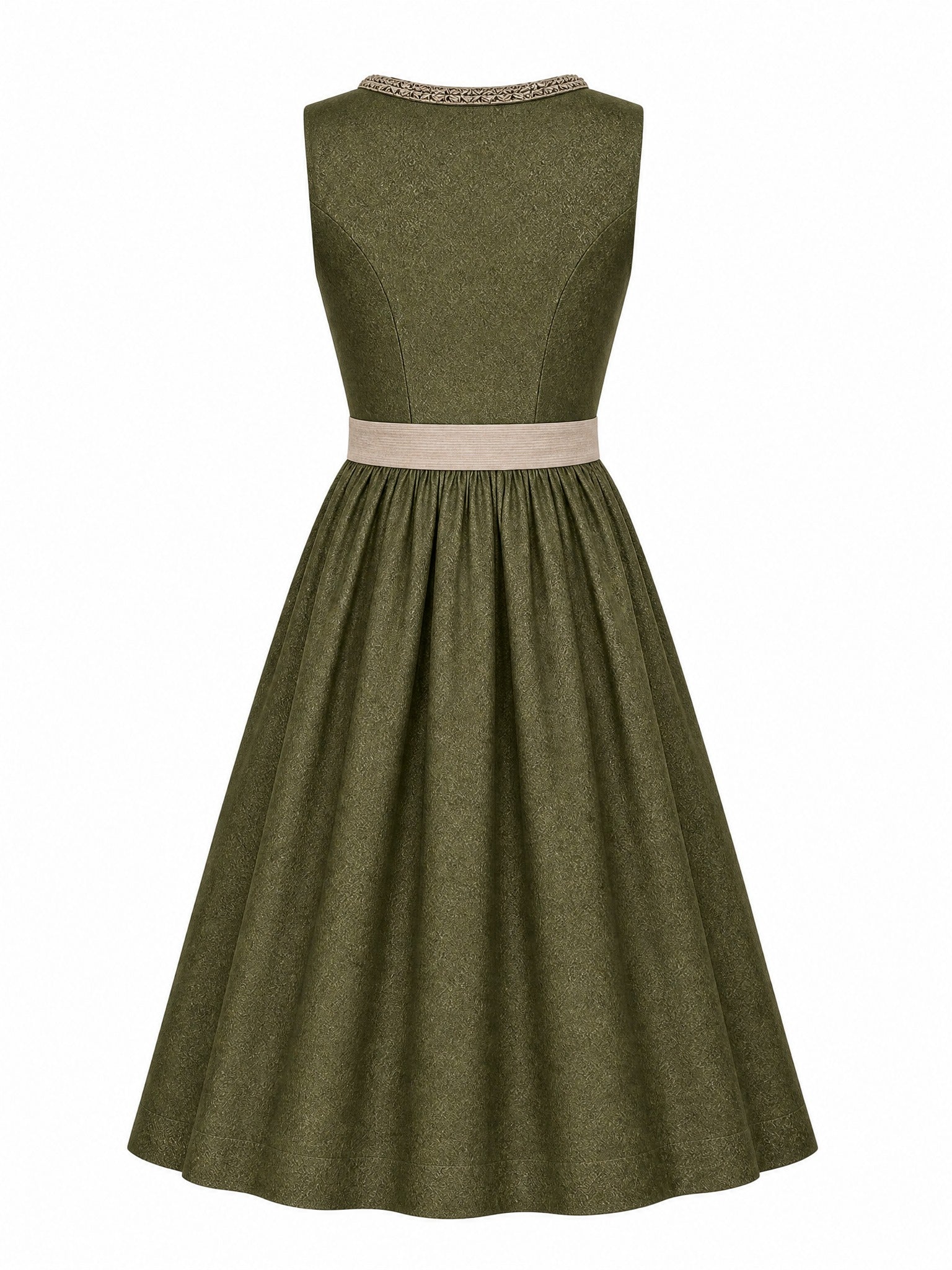 Dirndl Rieke in Sienabraun mit Champagner Schürze - Rückansicht