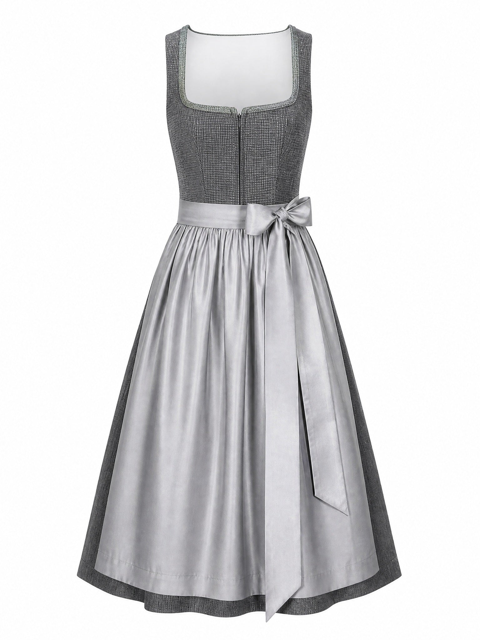 Dirndl Freya in Graphit mit Perlgrau Schürze - Vorderansicht
