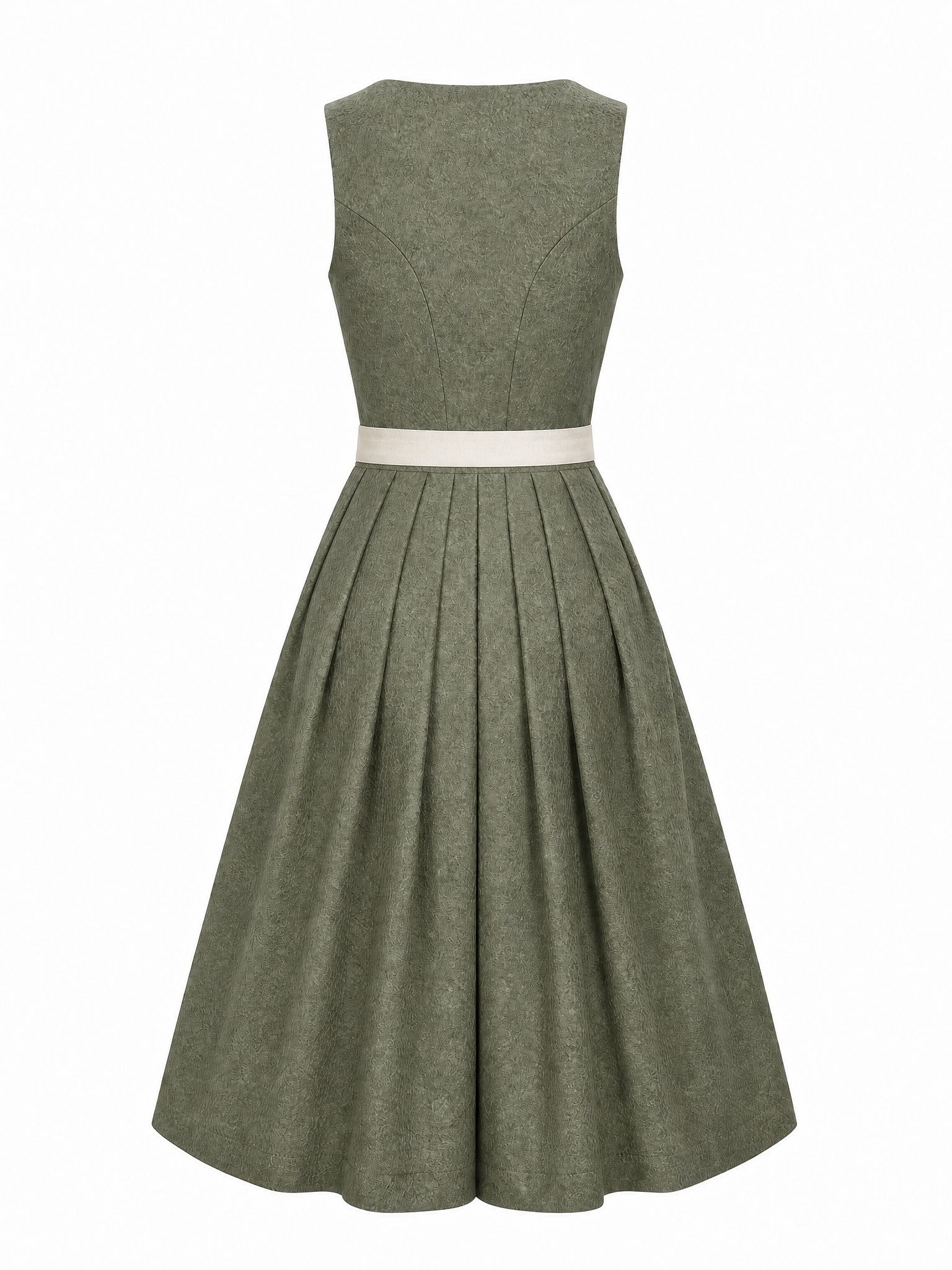 Dirndl Marlene in Mineralgrün mit Elfenbein Schürze - Rückansicht