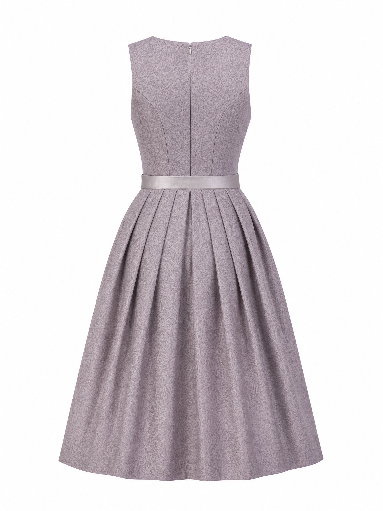 Dirndl Rosalie in Rauchflieder mit Perlgrau Schürze - Rückansicht